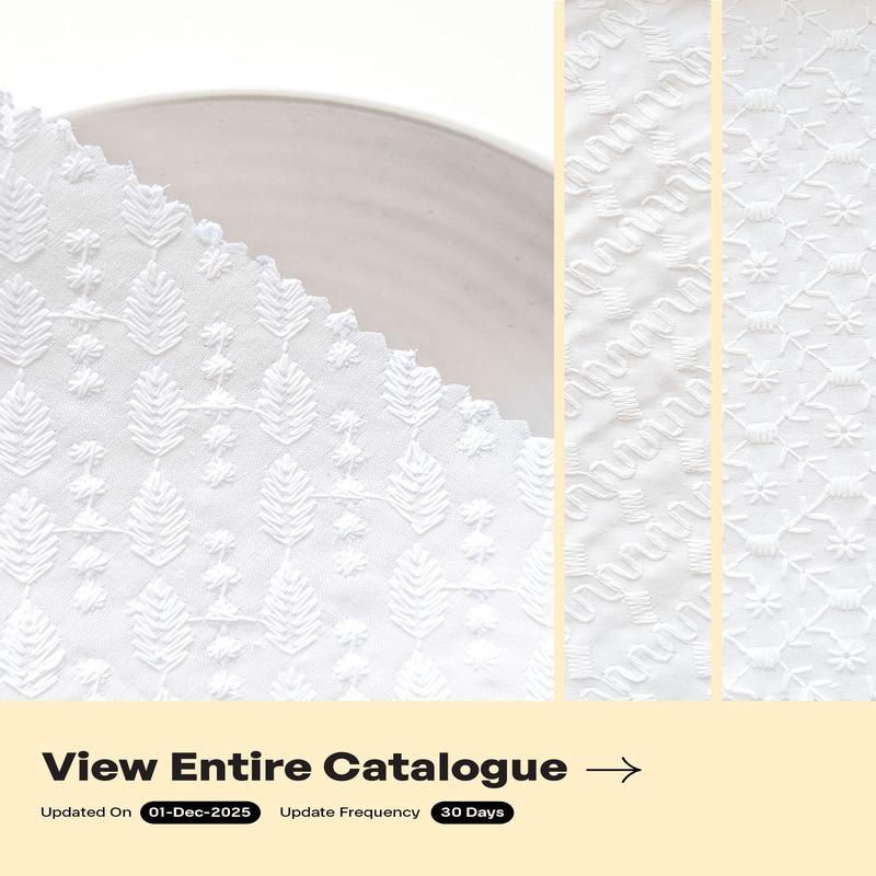 Blended Cotton Schiffli Embroidery Fabric (Bleached)