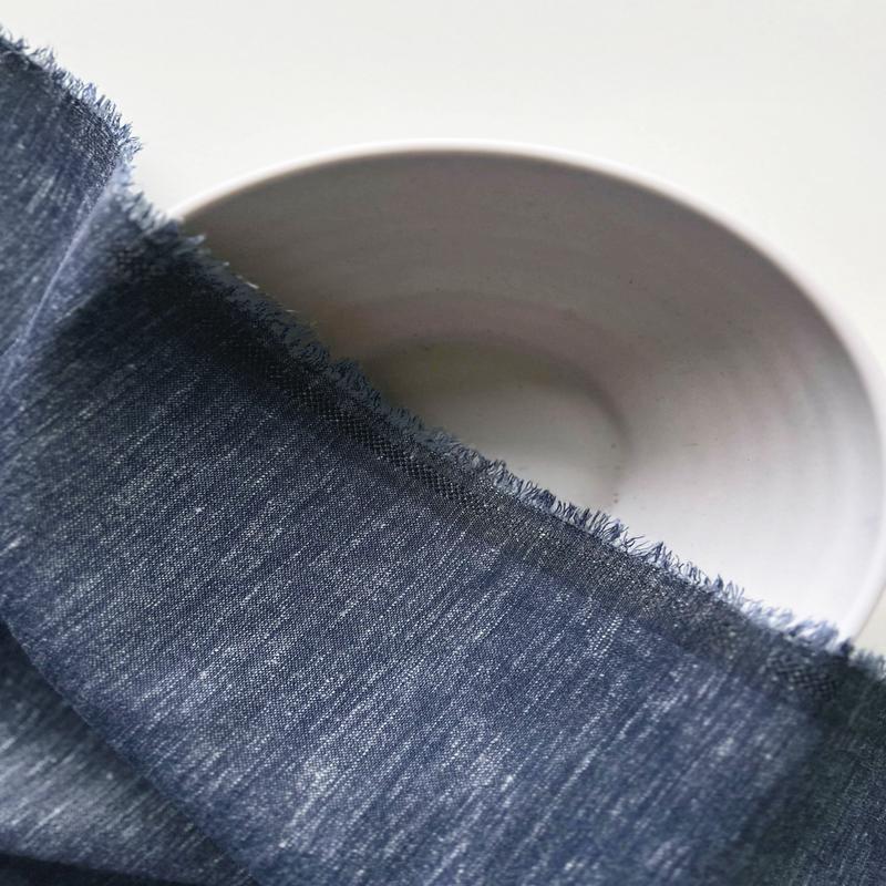 Blue Blended Cotton Slub Yarn Dyed Denim Fabric 58"