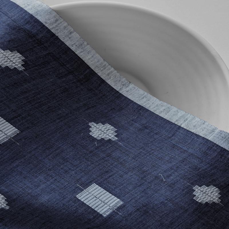 Blue Geometric Blended Cotton Jacquard Yarn Dyed Fabric 56"