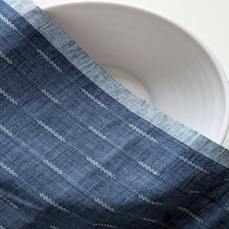 Blue Stripes Blended Cotton Jacquard Yarn Dyed Fabric