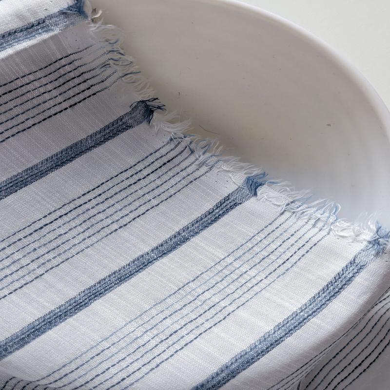 Blue Stripes Blended Viscose Yarn Dyed Fabric 58"