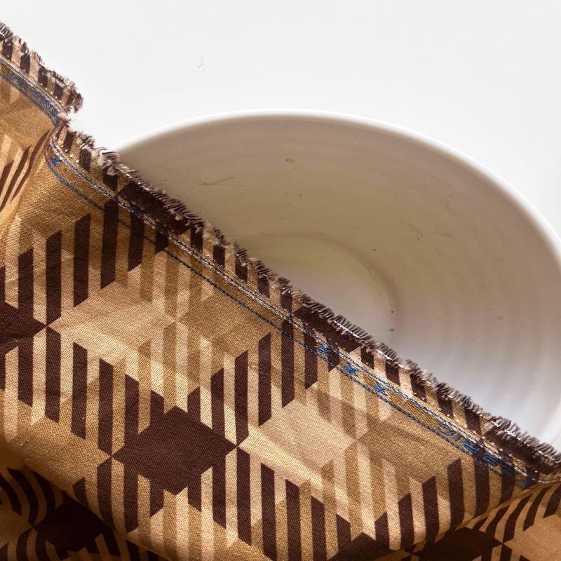 Brown Digital Print Cotton Linen Fabric 58" (70%-30%)