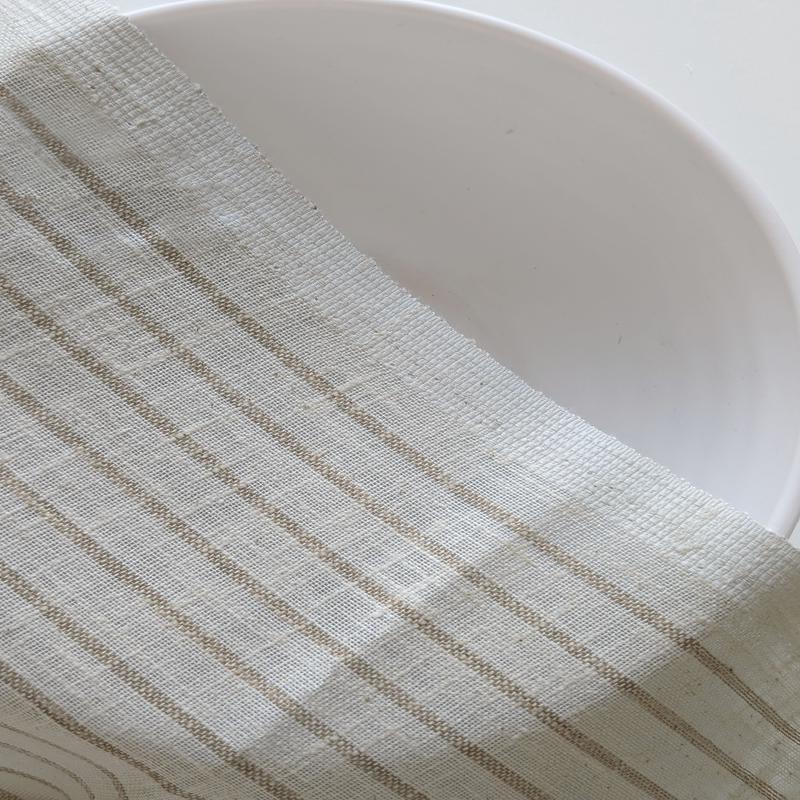 Brown Stripes Loom Textured Blended Cotton Yarn Dyed Fabric 58"