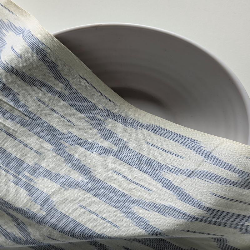 White Ikat Cotton Fabric