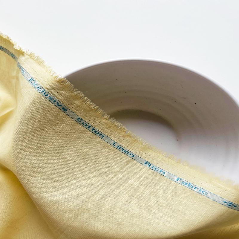Light Yellow 80% Cotton 20% linen Mill Dyed Fabric 58"