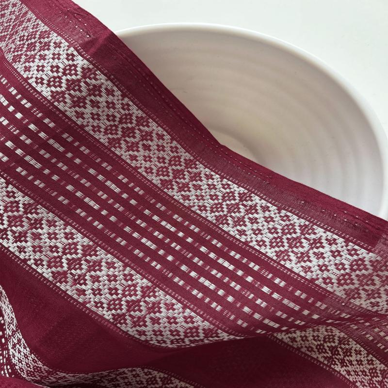 Maroon Cotton Leno Dobby Mill Dyed Fabric