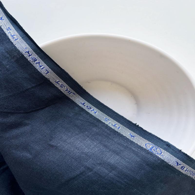 Navy Blue 44 Lea Suiting Linen Mill Dyed Fabric 58"