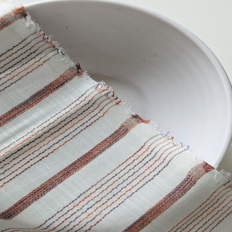 Orange Stripes Blended Viscose Yarn Dyed Fabric 58"