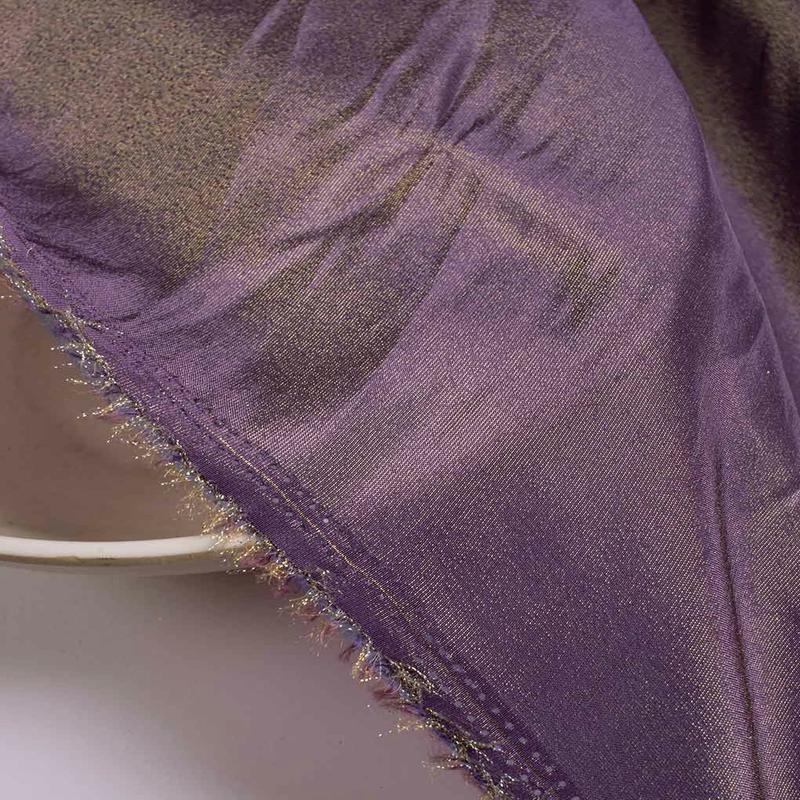 Purple Viscose Gold Tissue Mill Dyed Fabric 6.5 kg