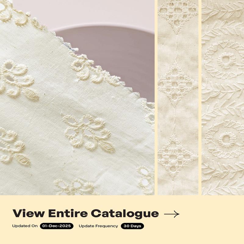 Schiffli Embroidery Cotton Fabric 46 (Greige)