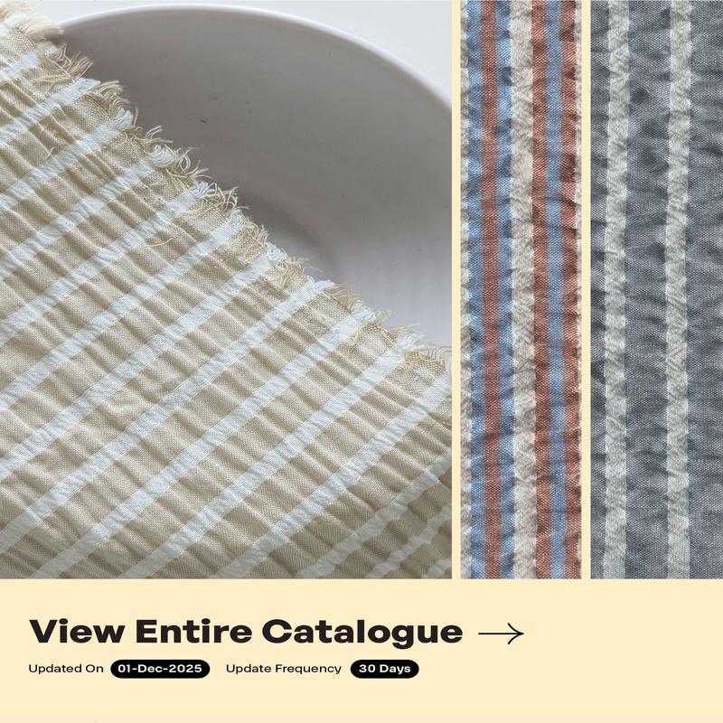 Seersucker Blended Cotton Yarn Dyed Fabric 50"
