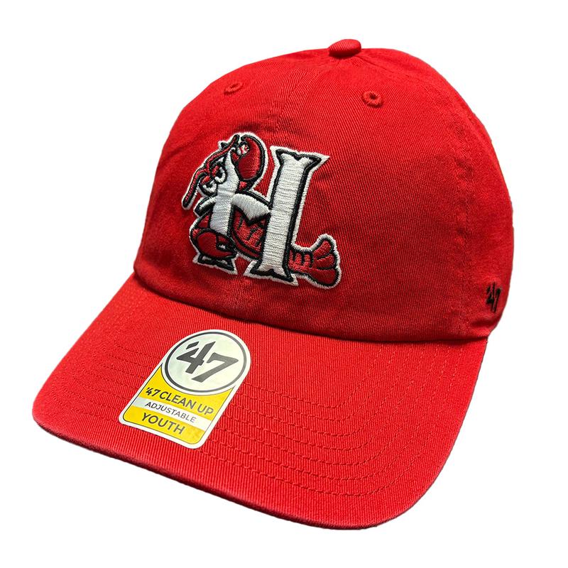 Hickory Crawdads '47 Red Cleanup Youth H Logo Adjustable Hat