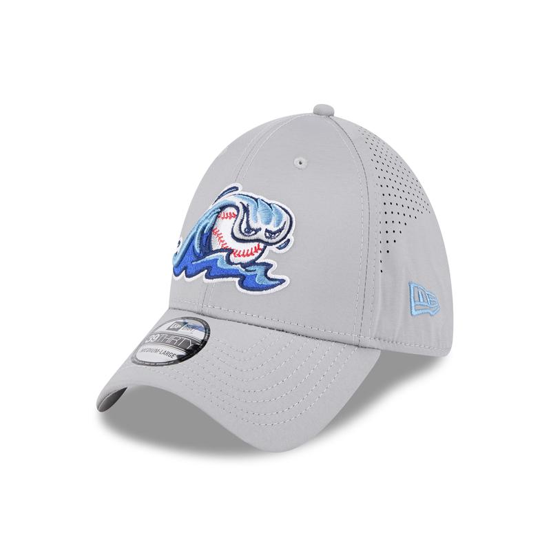 West Michigan Whitecaps New Era Jr. Mid-Perf Grey Stretch-Fit 39THIRTY Cap