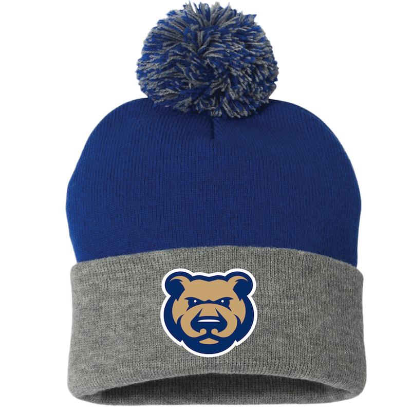 Adult Iowa Cubs NL Pom Beanie, Royal/Gray