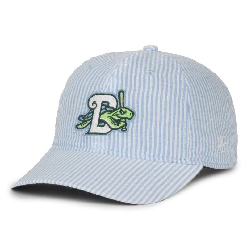 LADIES BLUE AND WHITE STRIPED CAP