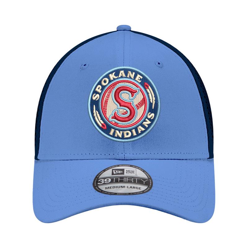 Spokane Indians New Era 39THIRTY Flex Fit Sky Blue & Navy Cap