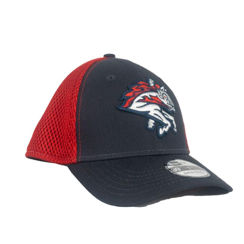 BRP New Era Youth Flex-Fit 3930 Navy Crown & Brim Hat with Red Mesh