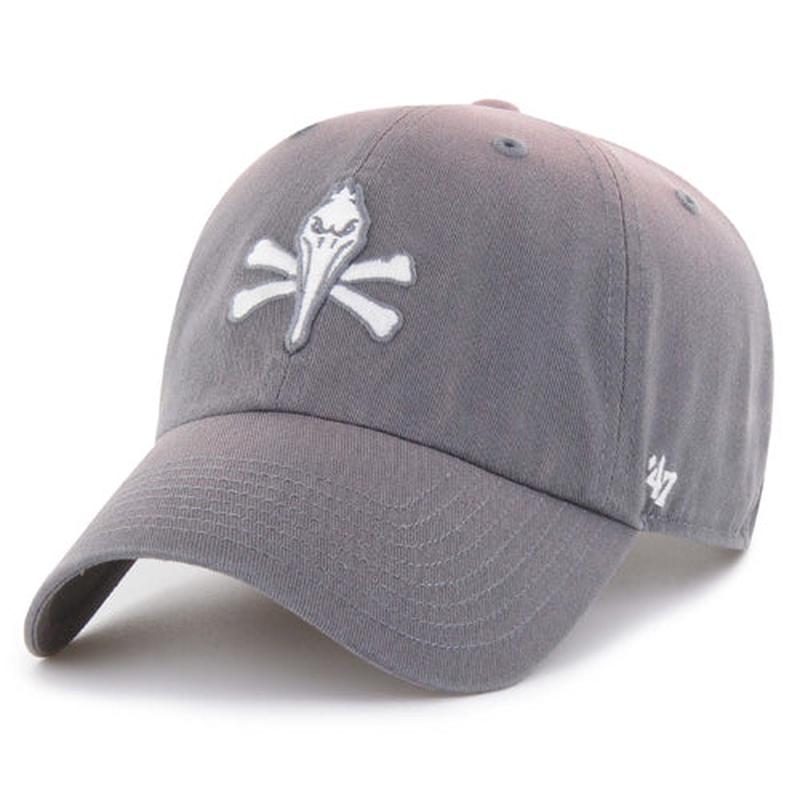 Myrtle Beach Pelicans 47 Brand Dark Gray Pirate Logo Truro Clean Up Adjustable Cap