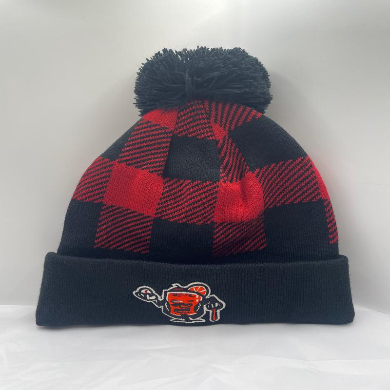 Wisconsin Supper Clubbers Plaid Watch Winter Hat w/ Pom