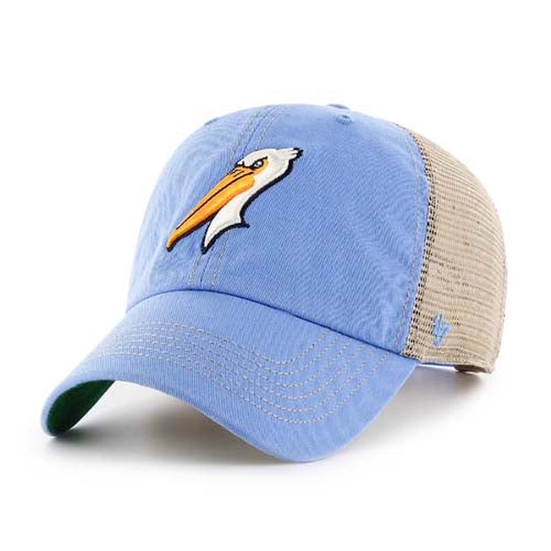Myrtle Beach Pelicans 47 Brand Periwinkle Blue and Khaki Alternate Adjustable Trawler Cap