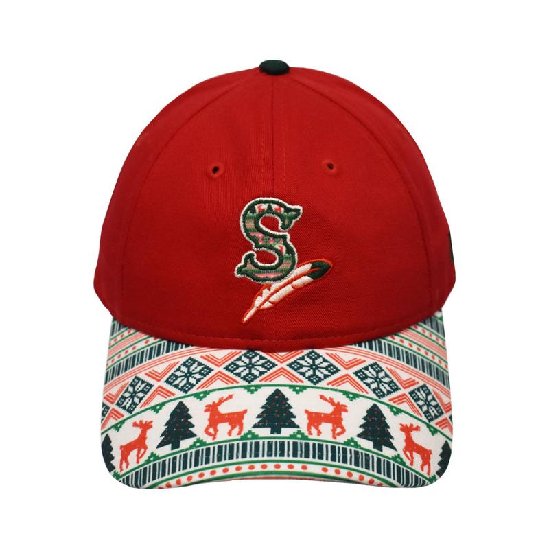 Spokane Indians 920 New Era Holiday Sweater Adj Red Cap