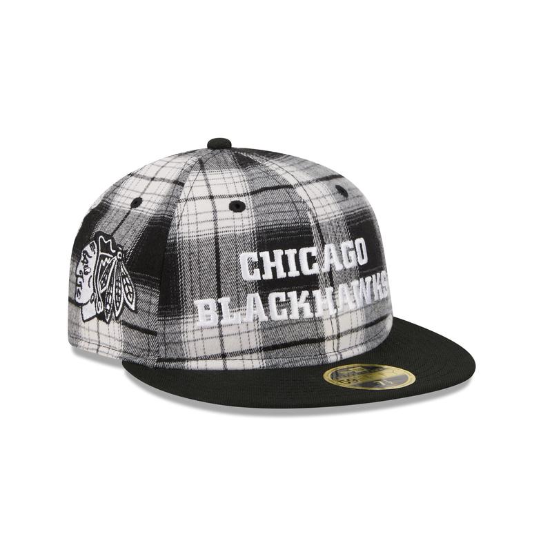 Chicago Blackhawks Grunge Plaid Retro Crown 59FIFTY Fitted Hat