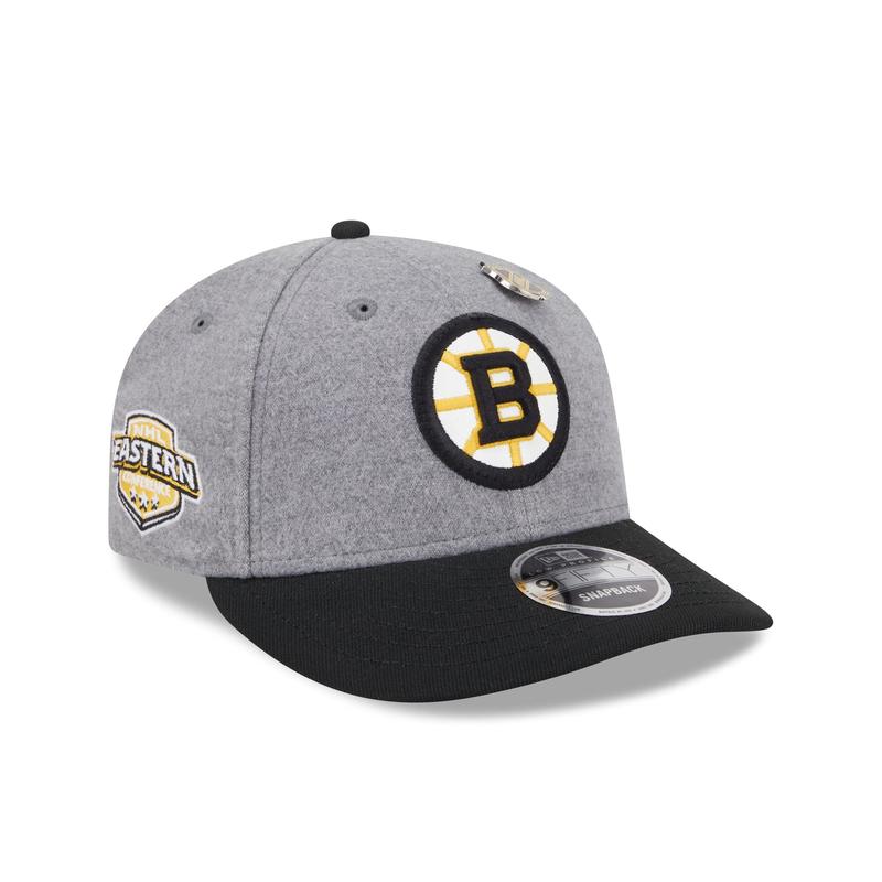 Boston Bruins Heather Gray Wool Low Profile 9FIFTY Snapback Hat