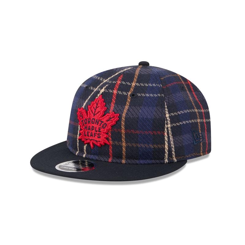 Toronto Maple Leafs Grunge Plaid Retro Crown 9FIFTY Adjustable Hat