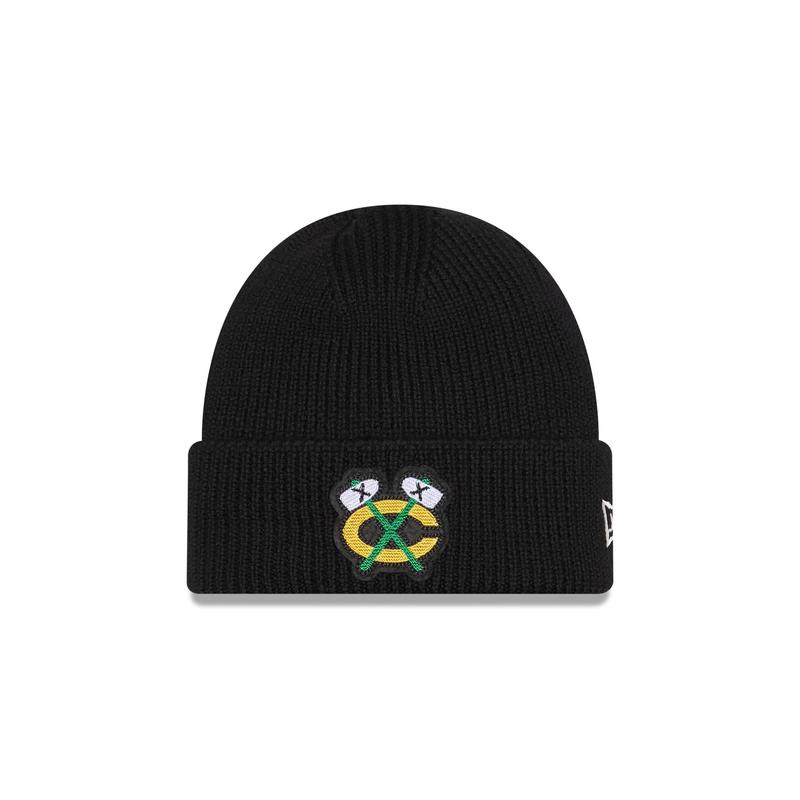 Chicago Blackhawks Short Skull Cuff Knit Beanie Hat
