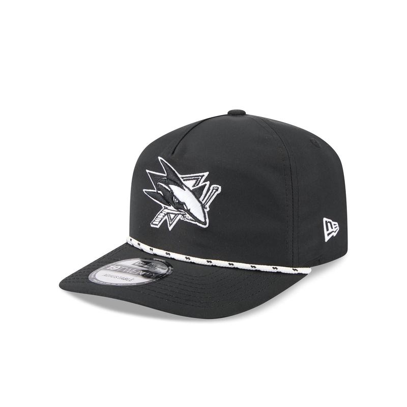 San Jose Sharks Black and White Rope 19TWENTY Snapback Hat