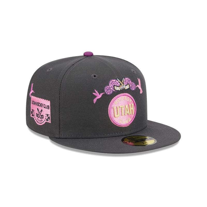 Utah Hockey Club Day of the Dead Graphite 59FIFTY Fitted Hat