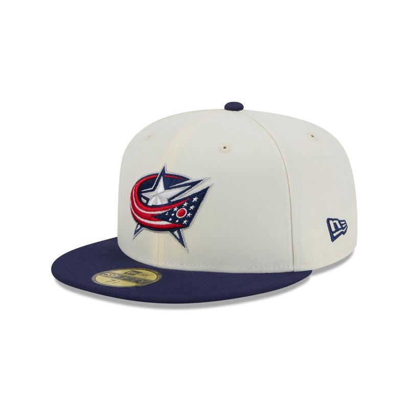 Columbus Blue Jackets Chrome White 59FIFTY Fitted Hat