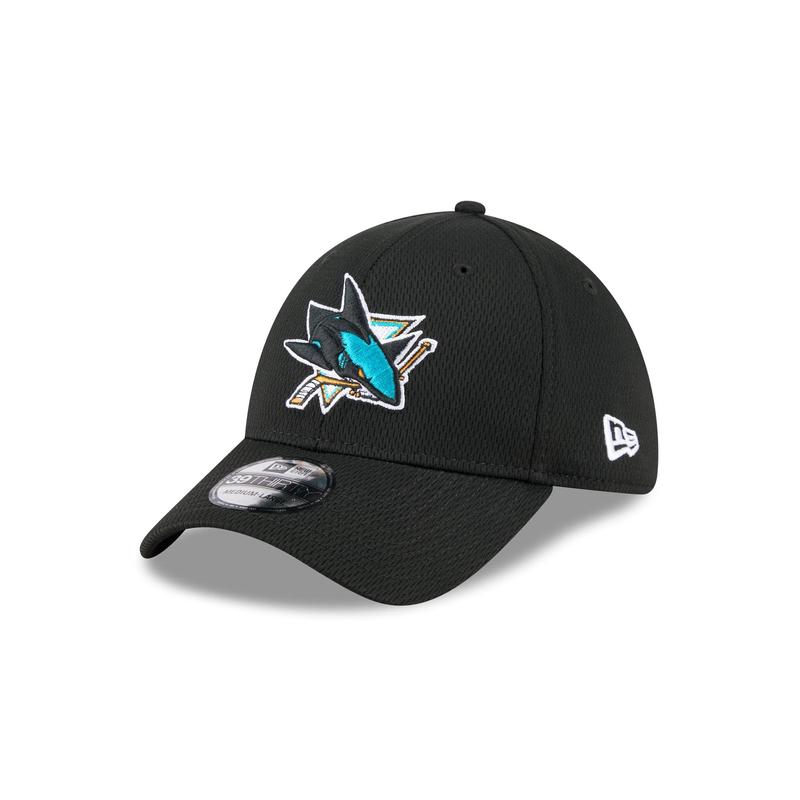 San Jose Sharks Black 39THIRTY Stretch Fit Hat