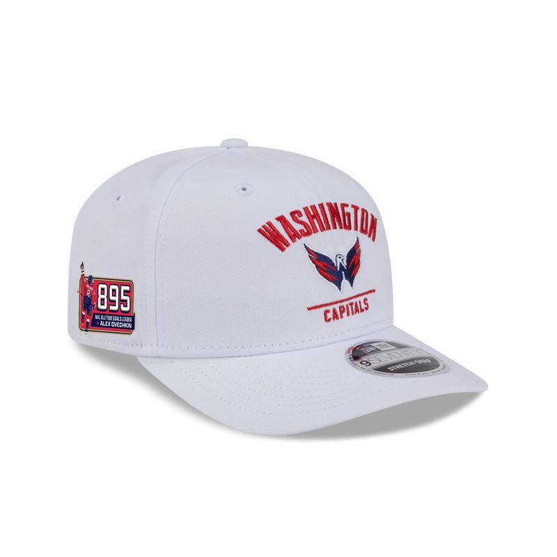 Washington Capitals Alex Ovechkin Goals Leader White 9SEVENTY Stretch-Snap Hat