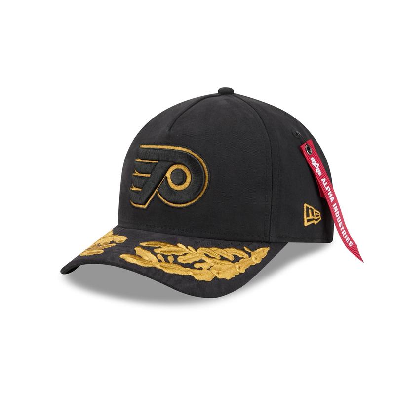 Alpha Industries x Philadelphia Flyers Black 9FORTY M-Crown A-Frame Snapback Hat