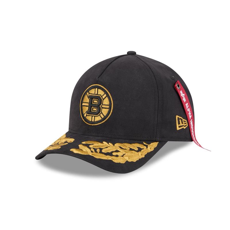 Alpha Industries x Boston Bruins Black 9FORTY M-Crown A-Frame Snapback Hat