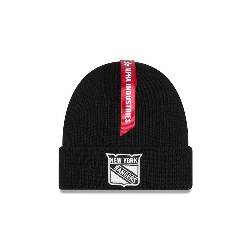 Alpha Industries x New York Rangers Black Cuff Knit Hat