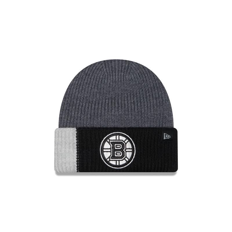 Boston Bruins Merino Wool Color Block Cuff Knit Hat
