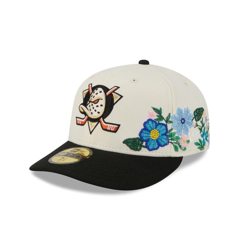 Anaheim Ducks Tonal Florals White 59FIFTY Fitted Hat