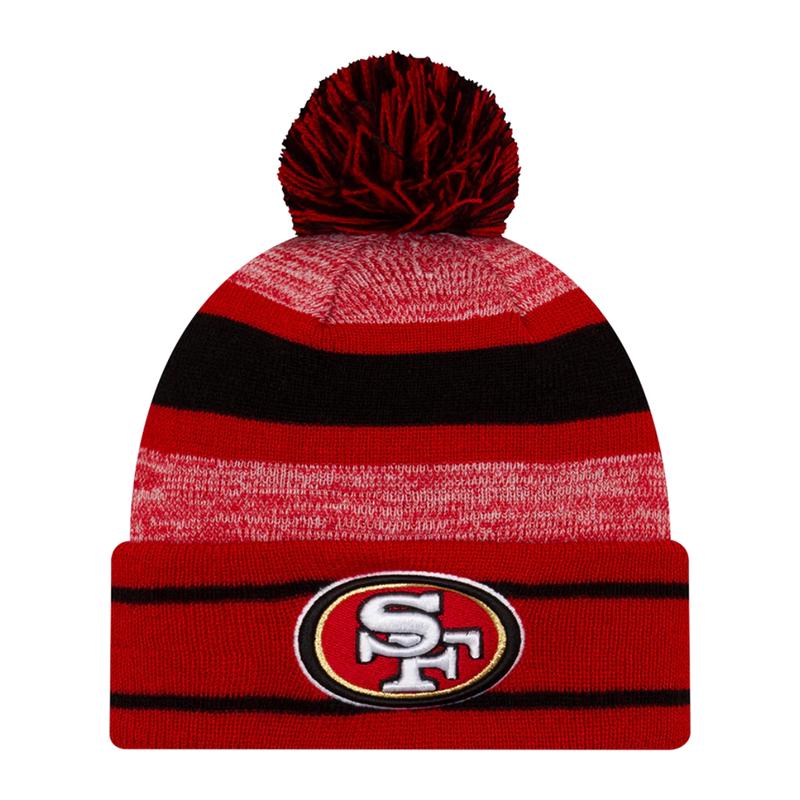 New Era San Francisco 49ers Men's Cuffed Pom Knit - Red/Black