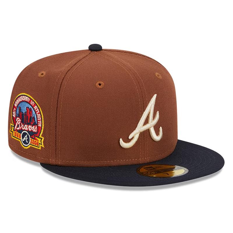New Era Atlanta Braves Harvest 40th Side Patch 59fifty Fitted Hat-Brown