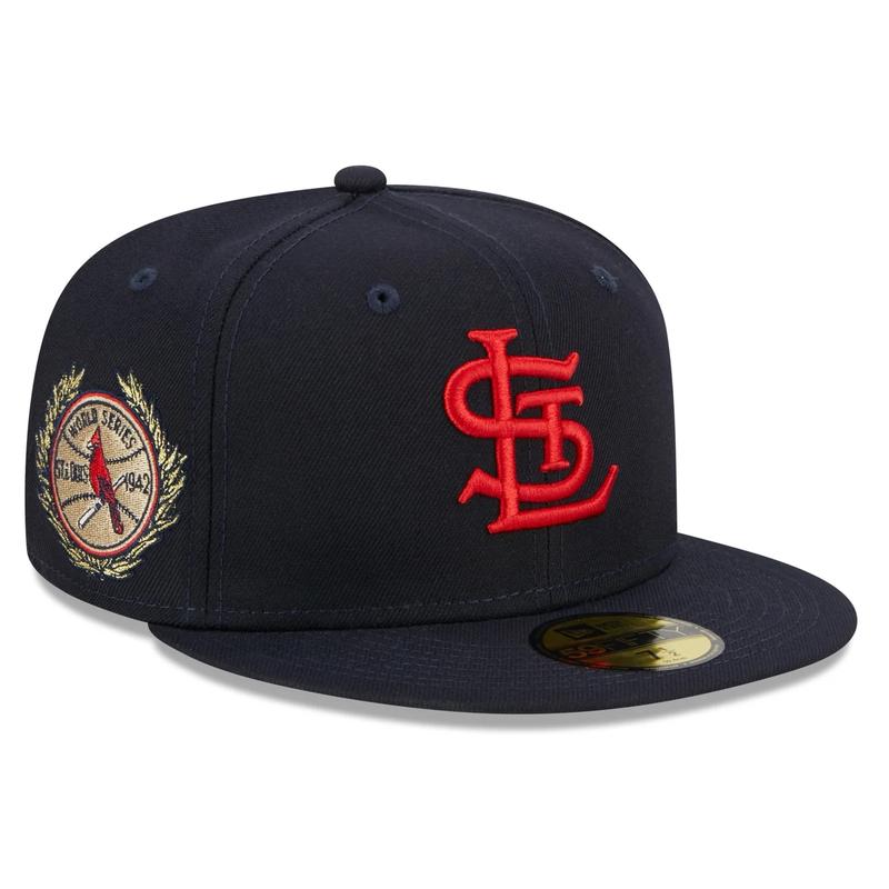 New Era St. Louis Cardinals Laurel 1942 World Series Side Patch 59fifty Fitted Cap-Navy