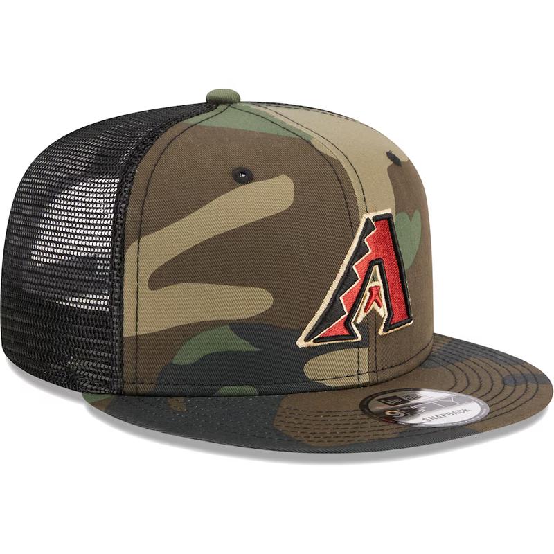 New Era Arizona Diamondbacks Woodland Camo 9FIFTY Trucker Snapback Hat-Camo