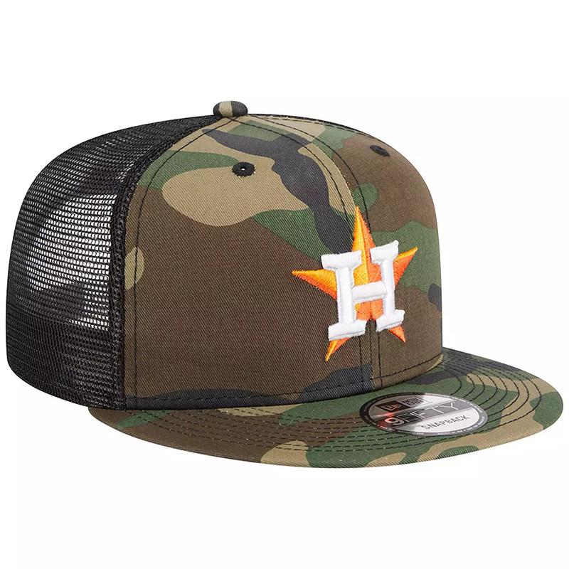 New Era Houston Astros Woodland Trucker 9FIFTY Snapback-Camo/Black
