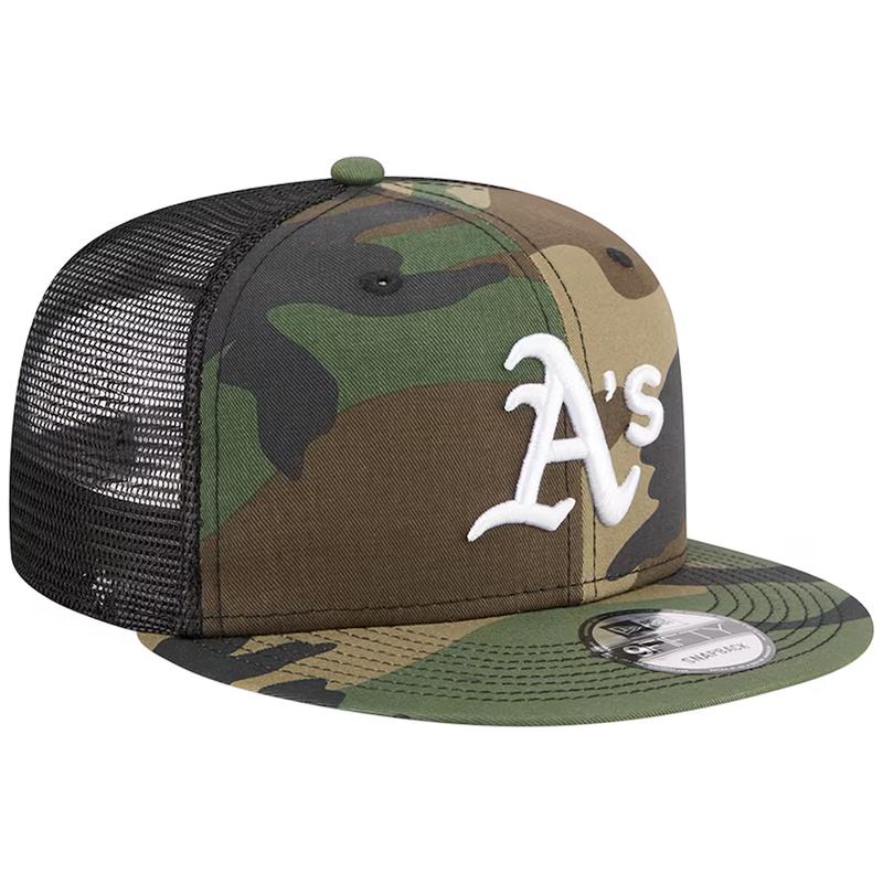 New Era Oakland Athletics Woodland Camo Trucker 9FIFTY Snapback Hat-Camo/Black