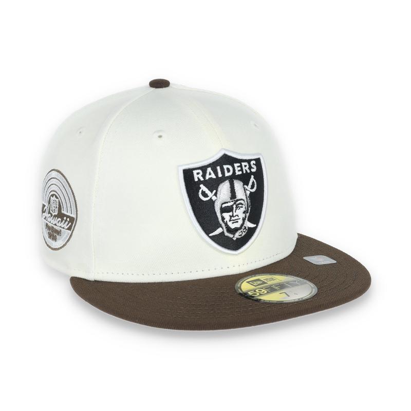 Las Vegas Raiders Shield 1980 Hawaii Pro Bowl Side Patch New Era 59Fifty Fitted-Chrome/Walnut