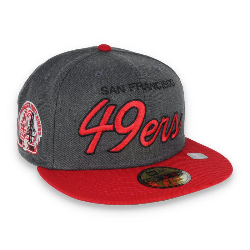 NEW ERA SAN FRANCISCO 49ERS SCRIPT 40TH ANNIVERSARY SIDE PATCH 59FIFTY FITTED HAT-HEATHER