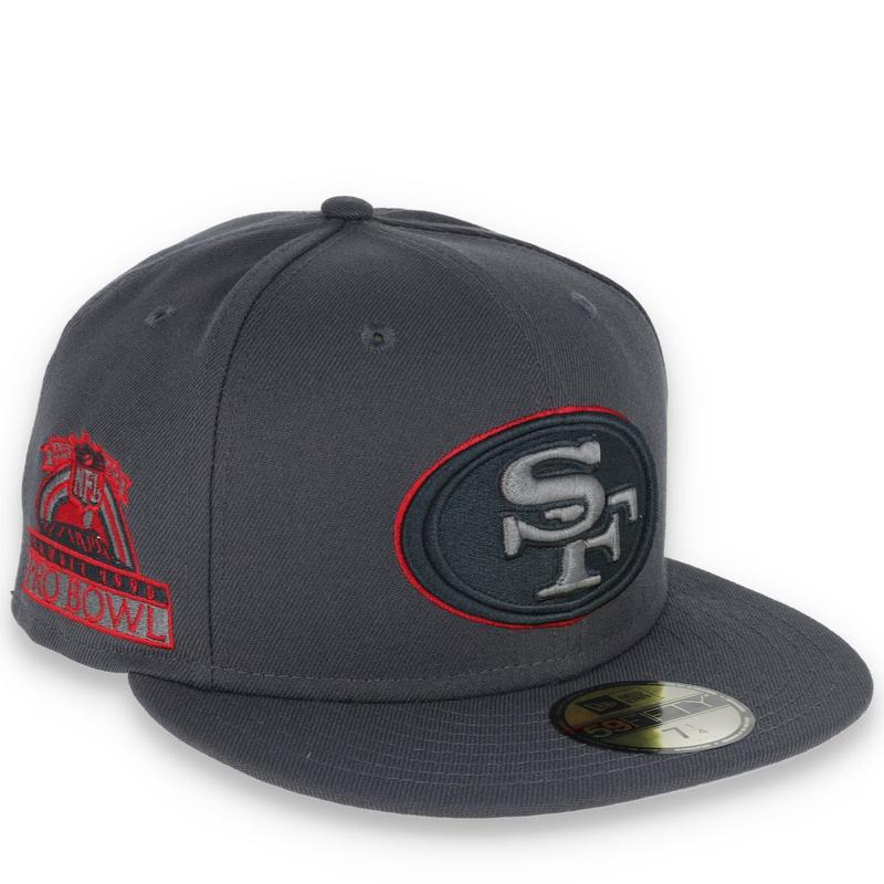 NEW ERA SAN FRANCISCO 49ERS 1990 PRO BOWL SIDE PATCH SCRIPT 59FIFTY FITTED HAT-GREY/RED