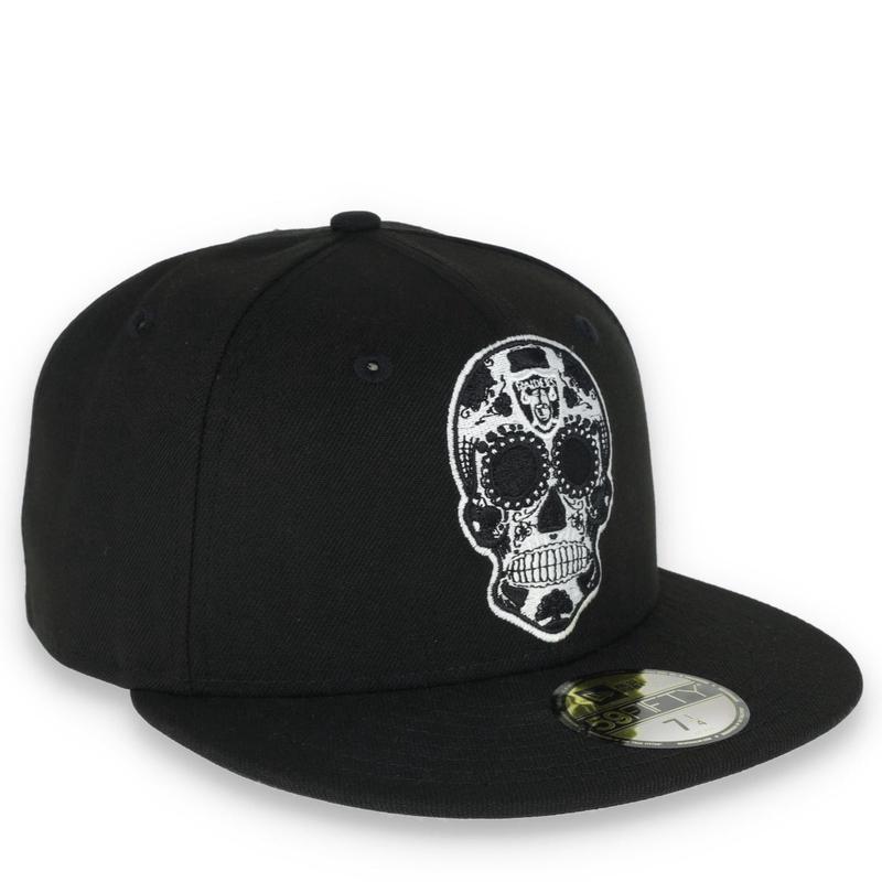 NEW ERA LAS VEGAS RAIDERS SUGAR SKULL 59FIFTY FITTED HAT-BLACK/WHITE
