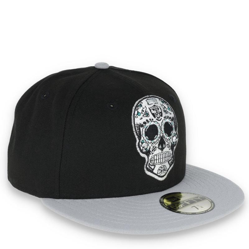 NEW ERA LAS VEGAS RAIDERS SUGAR SKULL 59FIFTY FITTED HAT-BLACK/GREY